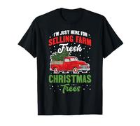 Retro Red Truck Farm Fresh Christmas Trees Design T-Shirt