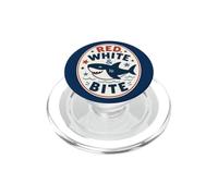 Retro Red White Bite Funny Shark Summer Humor PopSockets PopGrip for MagSafe