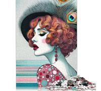 Retro Redhead Beauty Jigsaw Puzzles for Adults 1000 Piece Family Gathering Puzzle DIY 1000 Piece Puzzle Game 1000pcs (75x50cm)