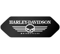Retro Reflective Sticker/Stickers for Shark Helmet - Harley Davidson Skull Black - Front