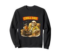 Retro Relaxed Humor Skeleton Lifestyle Illustration Sweatshirt
