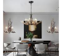 Retro Resin Antlers lampe Wall Light E14×2 antique Wall Lamp bedroom sconces Resin Lampshade ceiling Chandelier corridor vintage style Kitchen Coffee Shop lights Dining room Ceiling lampe(A,X2)