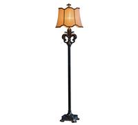 Retro Resin Floor Lamp - Traditional Rustic Standing Light Fixture with Fabric Shade for Living Room, Office, and Hotel - Elegant Palace Design Standard Lamp
