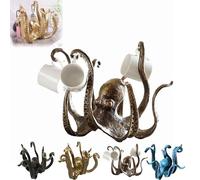 Octopus Mug Holder, Octopus Coffee Mug Holder, Octopus Mug Holder For Counter Top, Octopus Cup Holder, Retro Resin Octopus Desktop Statue (Size : Copper)