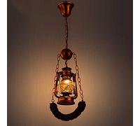 Retro Resin Pendant Ceiling Lights Fixture Single Head Glass Chaner Lights Shade Lantern Wrought Iron Antique Suspension Hanging Lamp for Bar Restaurant Indoor Decor Light Height Adjustable