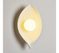 Retro Resin Wall Sconce Antique Leaves Art Wall Light Fixture Exquisite Striped Texture, Milk White Globe PE Shade, Home Decor Lighting Fixture for Hotel Bedroom G9