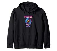 Retro Rewind Melting Vinyl Record Psychedelic Music Art 80s Zip Hoodie
