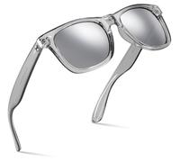 Retro Rewind Translucent Frame Colorful Neon 80s Mirrored Sunglasses for Men Women, Translucent Gray | Silver Mirror Lens, One size