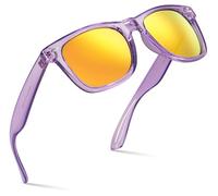 Retro Rewind Translucent Frame Colorful Neon 80s Mirrored Sunglasses for Men Women, Translucent Lavender | Revo Orange Lens, One size
