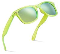 Retro Rewind Translucent Frame Colorful Neon 80s Mirrored Sunglasses for Men Women, Translucent Lime | Gold Mirror Lens, One size