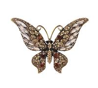 Retro Rhinestone Butterfly Brooch Vintage Crystal Animal Shape Corsage Bling Shawl Pin Shihny Clothes Badge Lapel Pin for Women Vintage Alloy Corsage, フリーサイズ