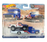 RETRO RIG & Dodge Macho Power Wagon 1980 - blue / white - HOT WHEELS 1:64