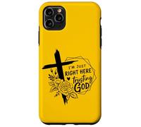 Retro Right Here Trusting God - Bible Verse Christian Faith Case for iPhone 11 Pro Max