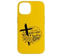 Retro Right Here Trusting God - Bible Verse Christian Faith Case for iPhone 14