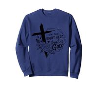 Retro Right Here Trusting God - Bible Verse Christian Faith Sweatshirt