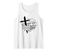 Retro Right Here Trusting God - Bible Verse Christian Faith Tank Top