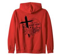 Retro Right Here Trusting God - Bible Verse Christian Faith Zip Hoodie
