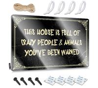 Retro Rock And Roll Music Decor Metal Tin Sign Rules Vintage Tin Retro Metal Sign/Home Wall Decor Funny Metal Sign - Giddy Up Wall Decor This House Is Full Of Crazy People And