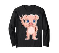 Retro Rock Music of Cute Pig, Piglet Long Sleeve T-Shirt