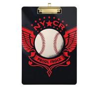 Retro Rock 'n' Roll Baseball Acrylic Law Enforcement clipboard Standard Letter A4 Size Transparent for Clip Board Teacher Gold 12x9in Tabla para escribir con Clip