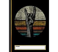 Retro Rock On Hand Horns for Rock and Roll Music Lovers Notebook