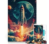 Retro Rocket Launch 1000 Piece Jigsaw Puzzle for Teenagers Strengthen Recall Peaceful Fun Quality Edge (38x26cm)