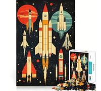 Retro Rocket Launch 1000 Piece Jigsaw Puzzles for Adults Teenagers Intellect Toy Home Enjoy Quality Cut Classic Gift (50x75cm)