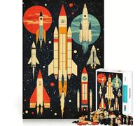 Retro Rocket Launch 1000 Pieces Jigsaw Puzzles for Adults Fine Logic Toy Leisure Time Neat Edge Art Collectible (38x26cm)