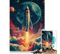 Retro Rocket Launch 1000 Pieces Jigsaw Puzzles for Adults Memory Gain Calm Mind Design Assembly Creative Gift (50x75cm)