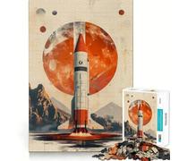 Retro Rocket Launch Art Jigsaw Puzzle 1000 Piece for Adults Intellect Toy Soothing Fun Precise Cut (50x75cm)