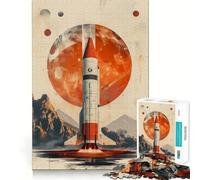 Retro Rocket Launch Art Jigsaw Puzzles for Adults 1000 Pieces Brain Skill Relaxed Mind Exact Edge Art Collection Piece (38x52cm)