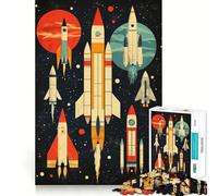 Retro Rocket Launch Jigsaw Puzzles 1000 Pieces for Adults Strengthen Memory Group Joy Clean Edge Stylish Gift (38x52cm)