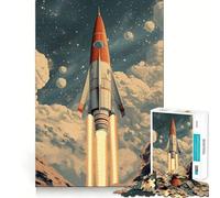Retro Rocket Launch Jigsaw Puzzles 1000 Pieces for Teenagers Logic Train Toy Leisure Fun Smooth Cut (38x26cm)