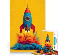 Retro Rocket Launch with Colorful Smoke 1000 Piece Jigsaw Puzzle for Teenagers Strong Logic Toy Serene Time Clear Edge Creative Gift (50x75cm)