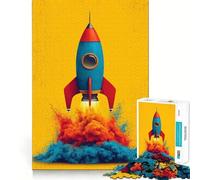 Retro Rocket Launch with Colorful Smoke Jigsaw Puzzles for Teenagers 1000 Piece Boost Memory Serene Time Premium Cut Birthday Gift (38x52cm)