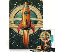 Retro Rocket Launching Space 1000 Piece Jigsaw Puzzle for Teenagers Strong Logic Toy Serene Time Clear Edge Creative Gift (50x75cm)