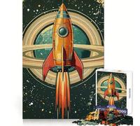 Retro Rocket Launching Space 1000 Piece Jigsaw Puzzle for Teenagers Strong Logic Toy Serene Time Clear Edge Creative Gift (50x75cm)