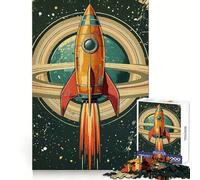 Retro Rocket Launching Space 1000 Pieces Jigsaws Adults Puzzles Think Smart Toy Home Activity Smooth Cut Xmas Surprise (38x52cm)