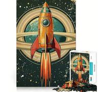 Retro Rocket Launching Space Jigsaw Puzzles for Adults1000 Pieces Mind Skill Toy Quiet Hobby Design Assembly (38x26cm)