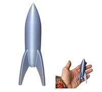 Retro Rocket Model - 3D Printed Vintage Spaceship - Classic 1950s Sci-Fi Desktop Decor - Sl tomic Age Figurine for Office & Home Display