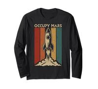 Retro Rocket Occupy Mars Galaxy Astronomy Vintage Space Long Sleeve T-Shirt