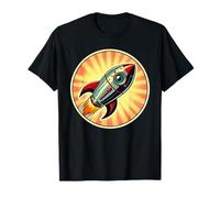 Retro Rocket Ship in a Vintage Comic Book Style T-Shirt
