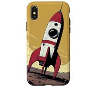 Retro Rocket Ship on Mars Case for iPhone X/XS