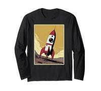 Retro Rocket Ship on Mars Long Sleeve T-Shirt