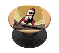 Retro Rocket Ship on Mars PopSockets Adhesive PopGrip
