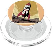 Retro Rocket Ship on Mars PopSockets PopGrip for MagSafe