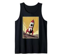 Retro Rocket Ship on Mars Tank Top