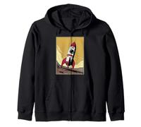 Retro Rocket Ship on Mars Zip Hoodie