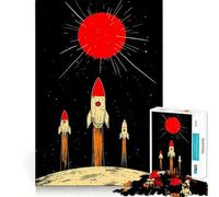 Retro Rockets Launching to Red Sun Jigsaw Puzzle 1000 Piece for Adults Intellect Toy Soothing Fun Precise Cut (50x75cm)