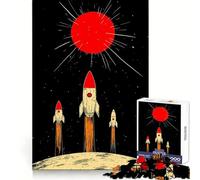 Retro Rockets Launching to Red Sun Jigsaw Puzzle 1000 Piece for Adults Intellect Toy Soothing Fun Precise Cut (50x75cm)